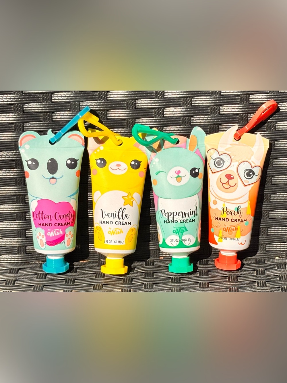 Wish Set of 4 Cute Animal Key Clip 2oz Scented Moisturizers